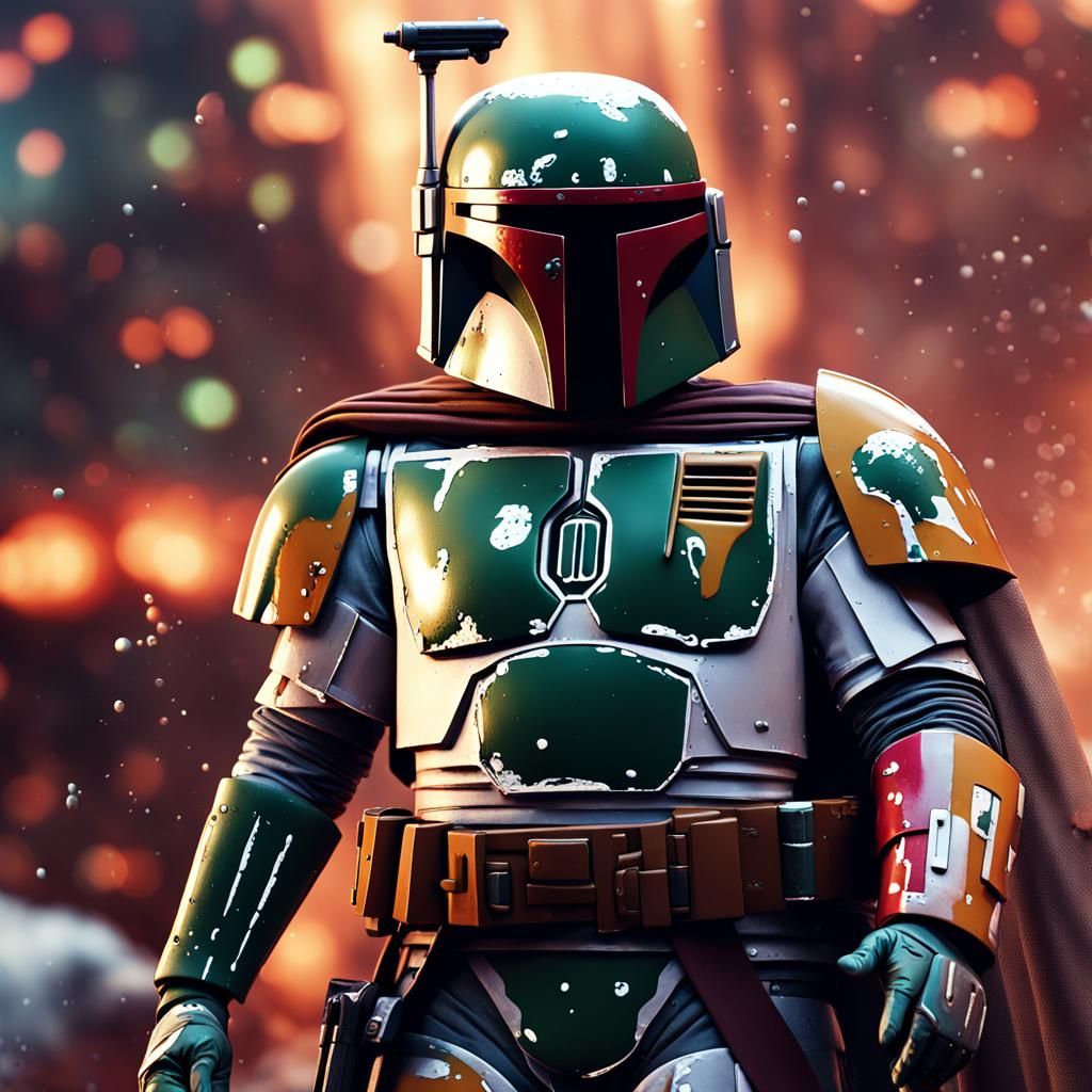 Cyberpunk Boba Fett Gameart in Ultraviolet Lighting