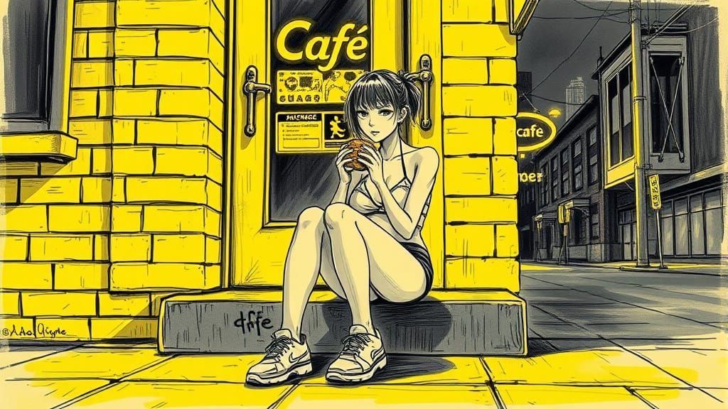 Cyberpunk Woman in Neon-Lit Cityscape