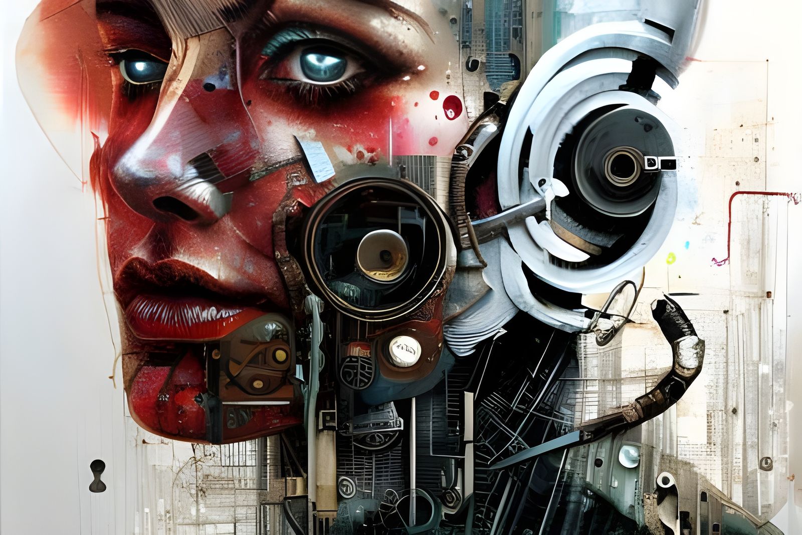 Cyborg Wizard Oil Painting