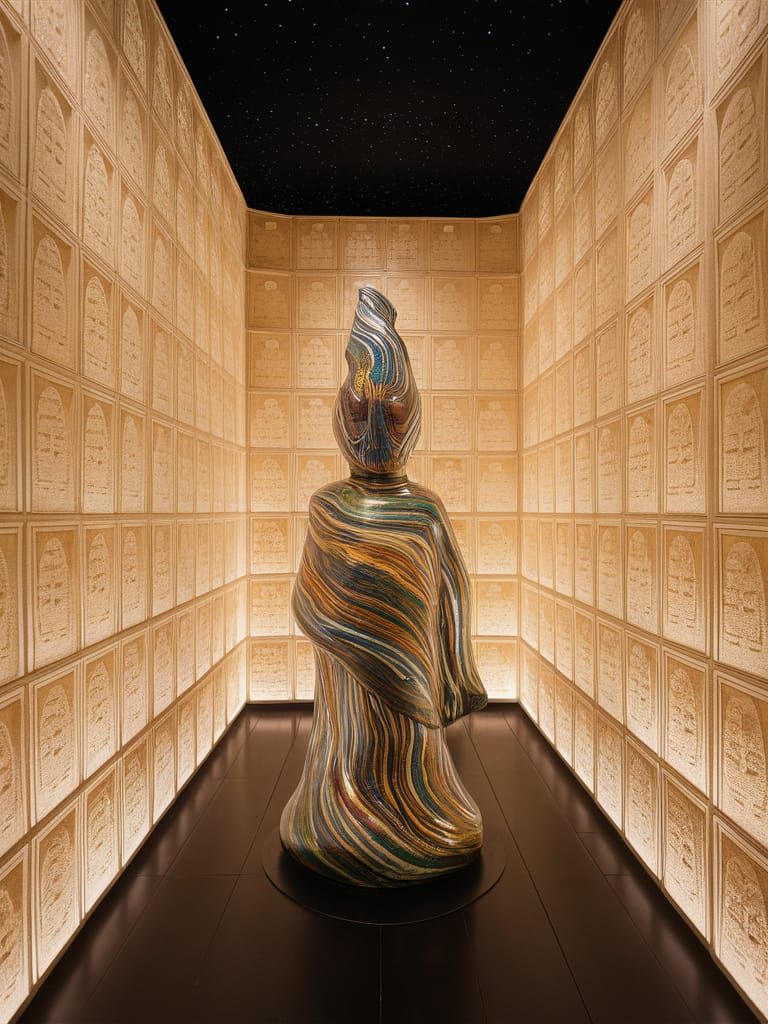 Rice-Paper Walls Hand-Knit Masterpiece Blown-Glass Sculpture