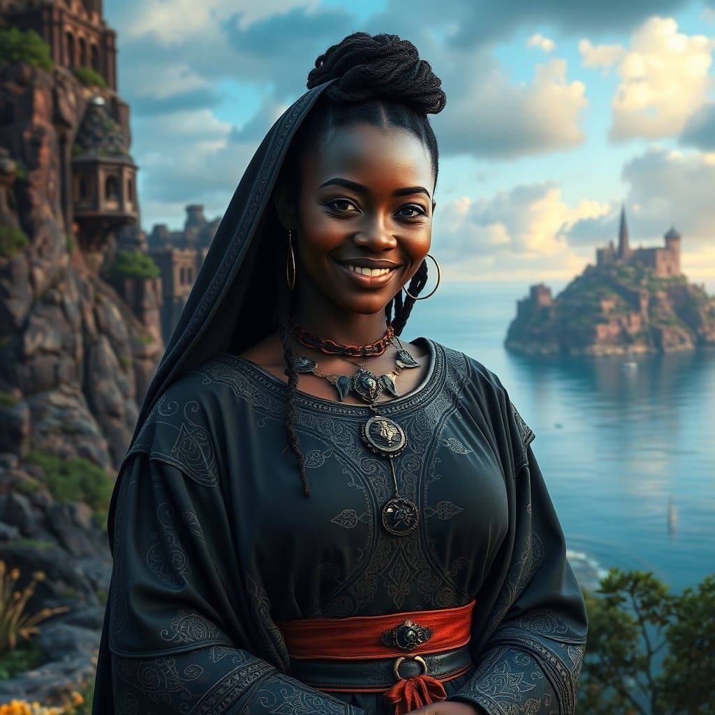 Morgana, Smiling Sorceress of Avalon in Digital Art