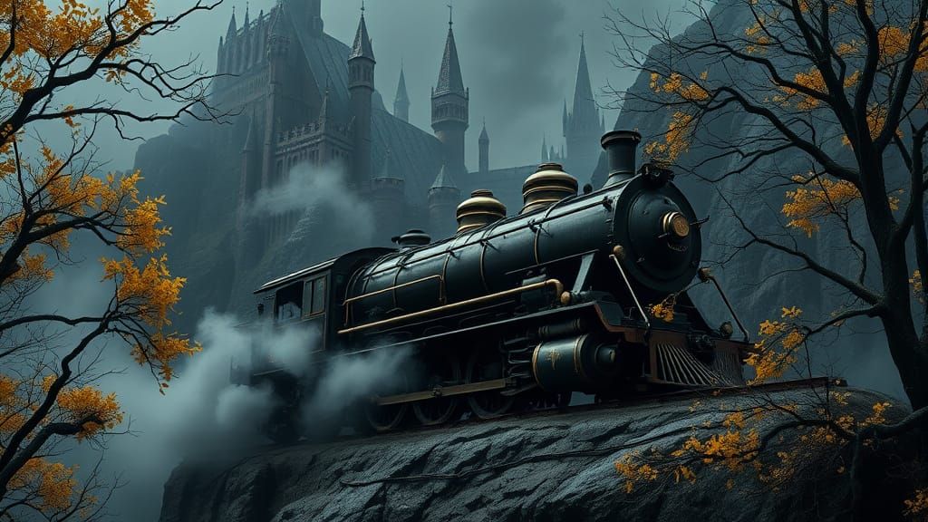 Abandoned Steam Train at Gothic Cliff Edge