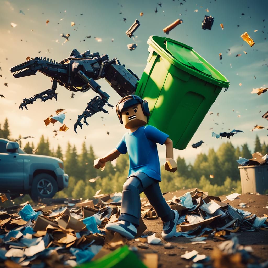 Cinematic Roblox Scene: Child, Trash, and Flies