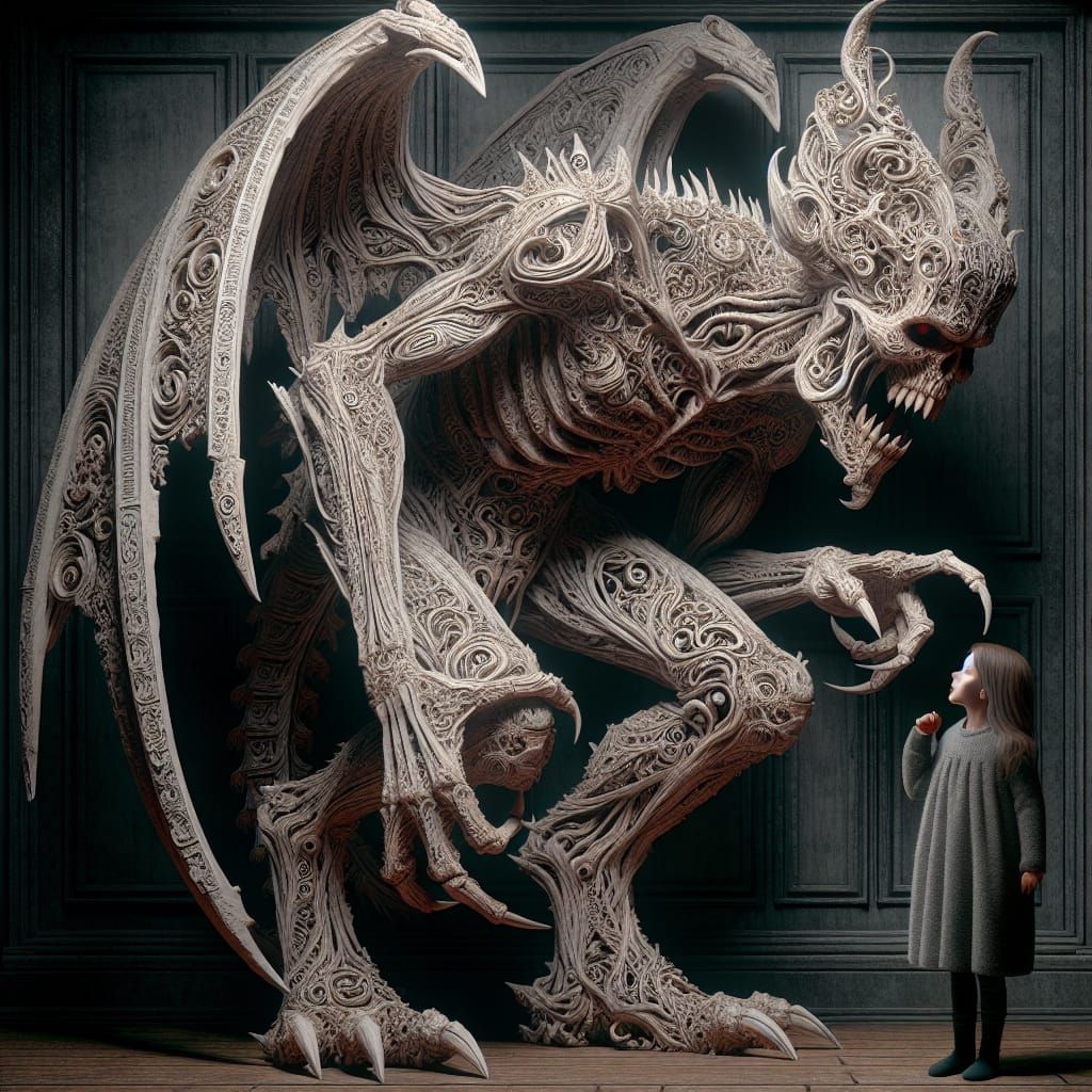 Sinister Demon and Girl: A Gothic Fantasy Portrait