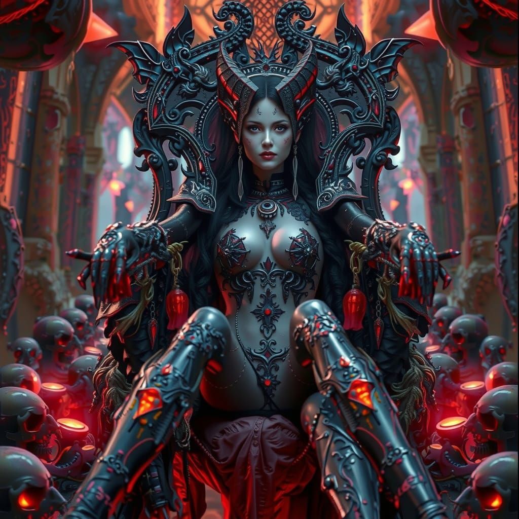 Gothic Figure Holds Skull in Moonlit Night