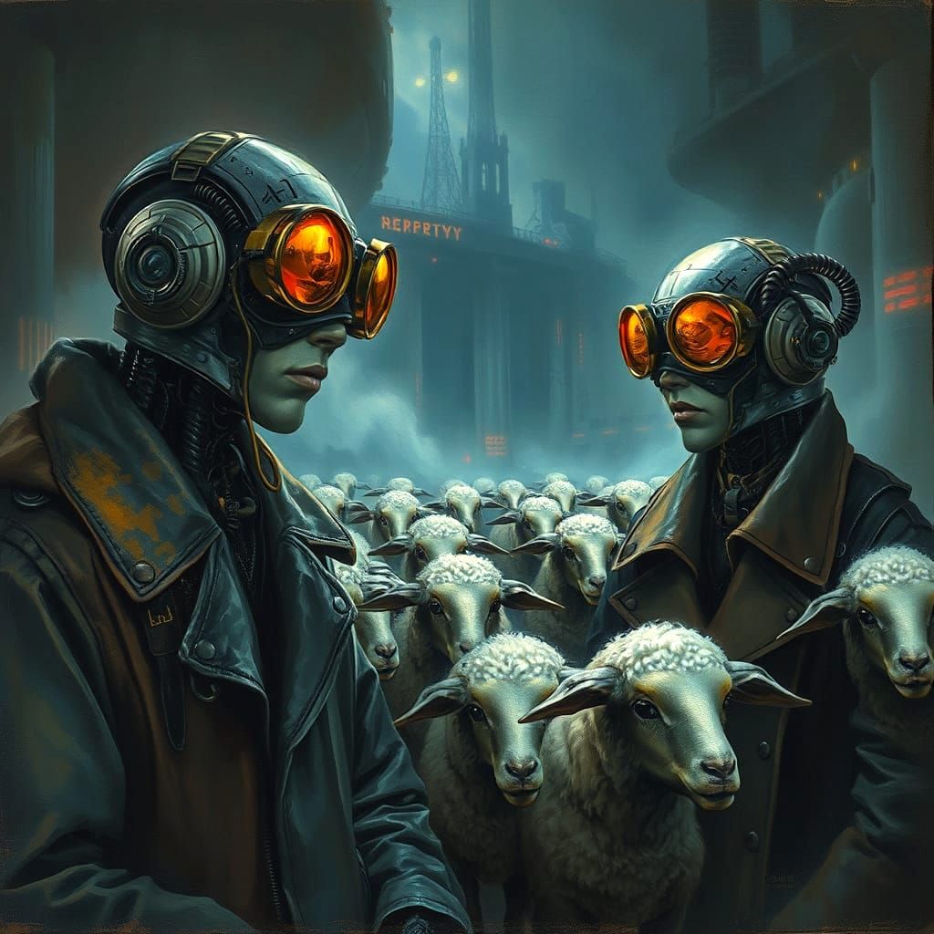 Android Dreams: Steampunk Charcoal Drawing