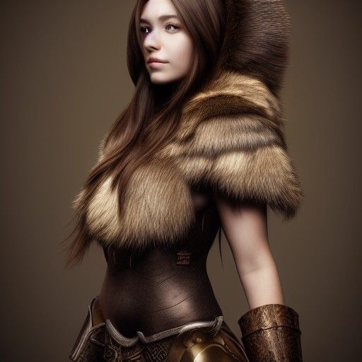 Beautiful Woman with Bear Ears in Armor