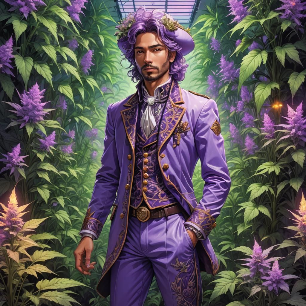Pastel Purple Portrait in Rococo Anime Steampunk Style