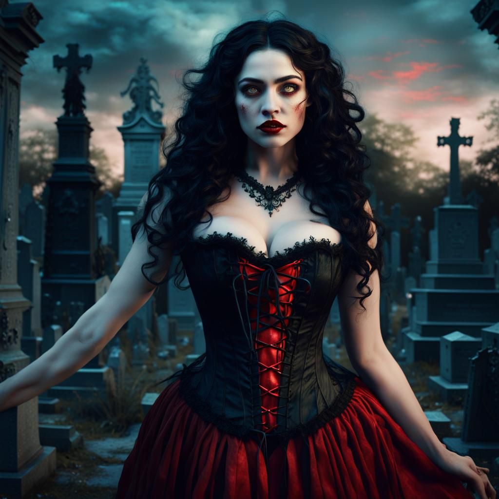 Cajun Bayou Witch Summoning Ghosts in Cemetery