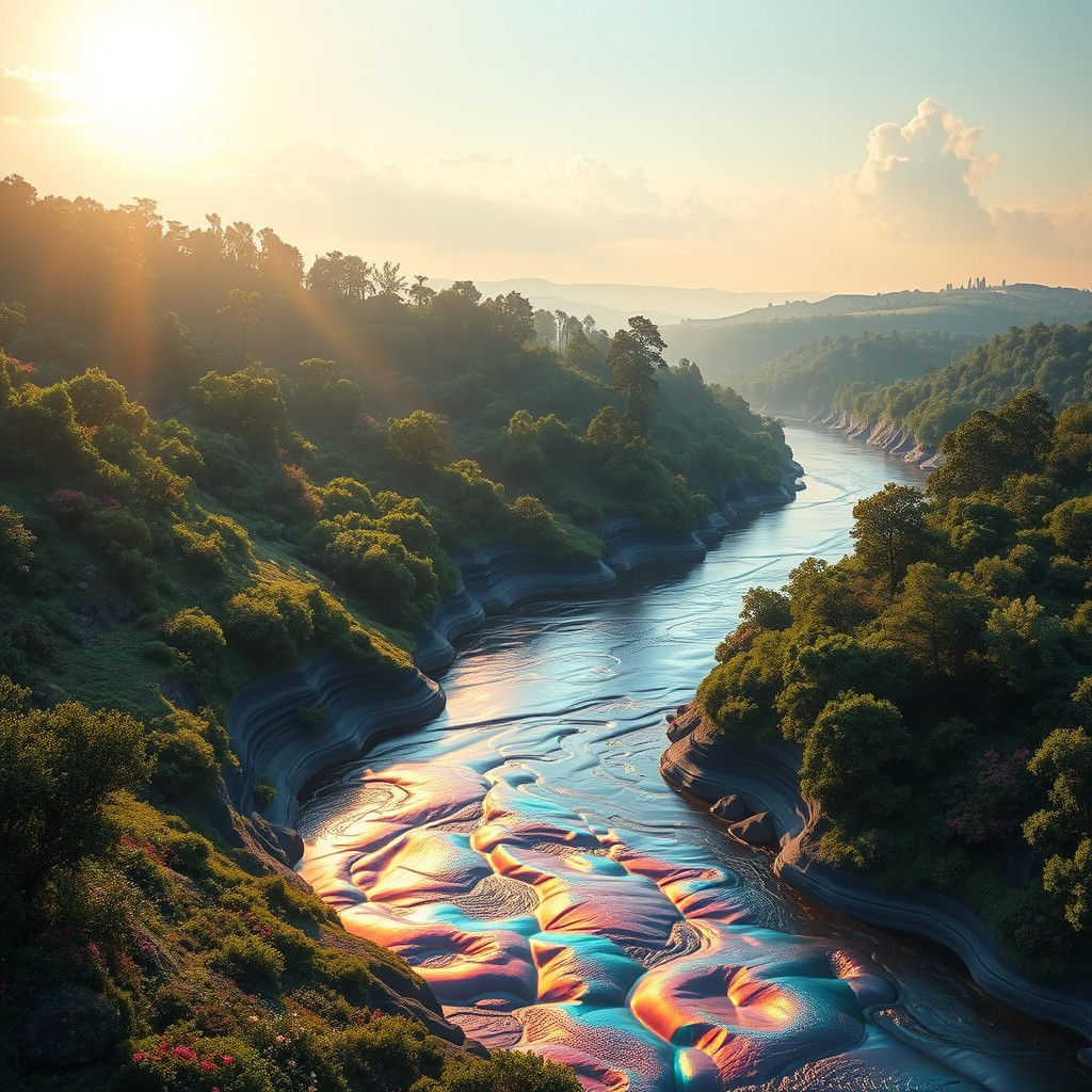 Rainbow River in a Fantasy Landscape