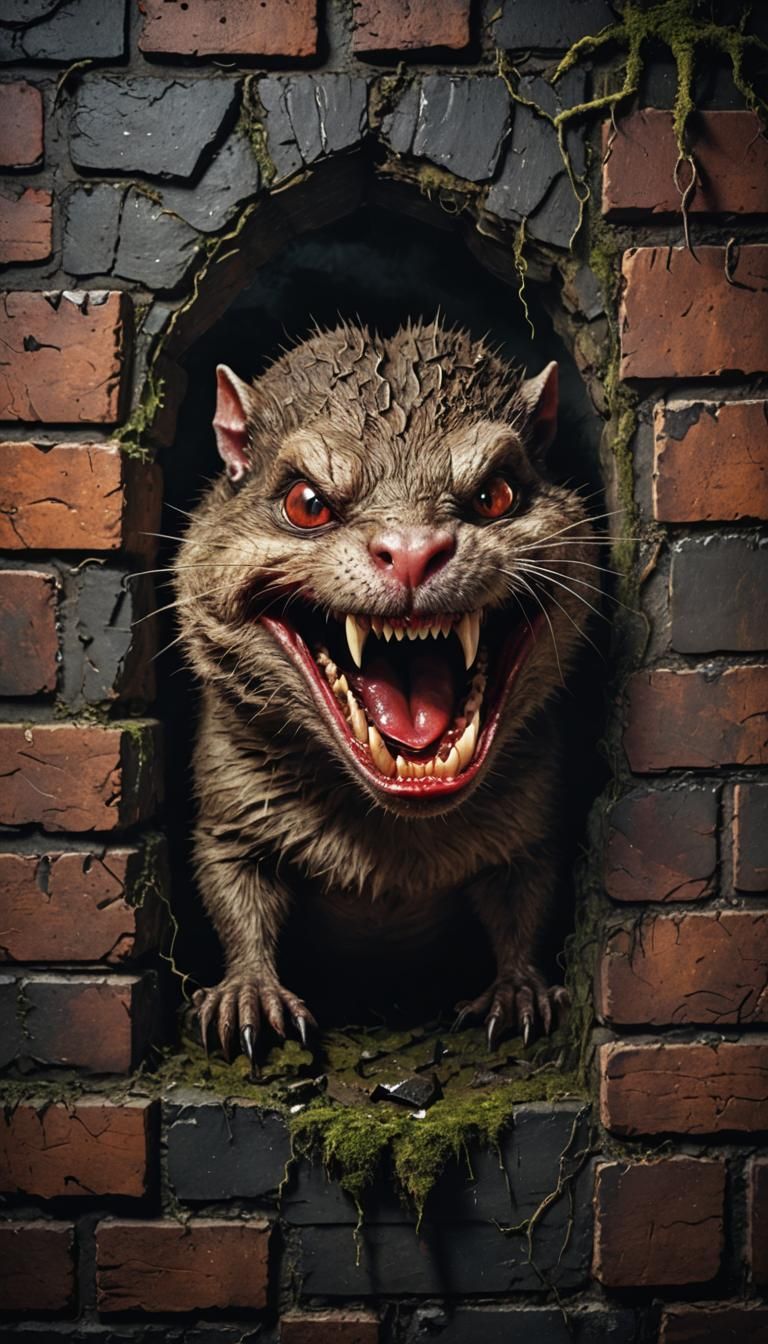 Eerie Vampire Gopher Emerges From Brick Wall