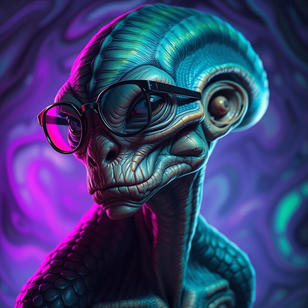 Alien Encounter in Vibrant, Hyperrealistic Splendor