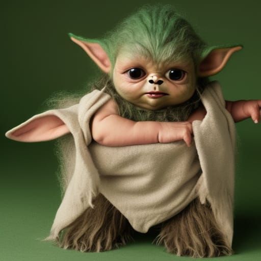 Adorable Baby Wookie Yoda Fusion Character