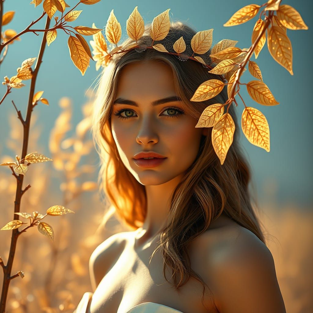 French Model in Futuristic Landscape as Impasto Oil Painting