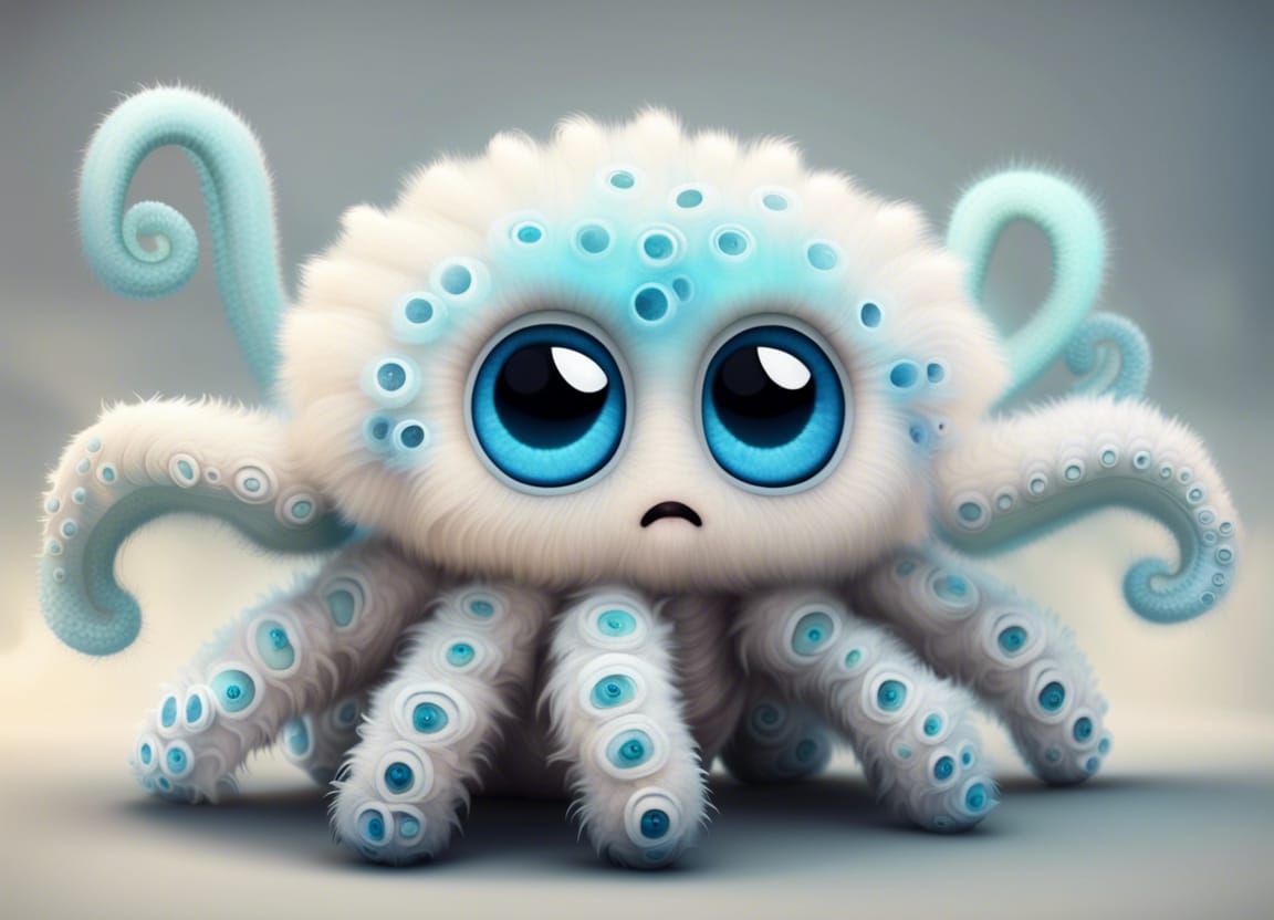 Cute Cuddly Alien with Big Blue Eyes