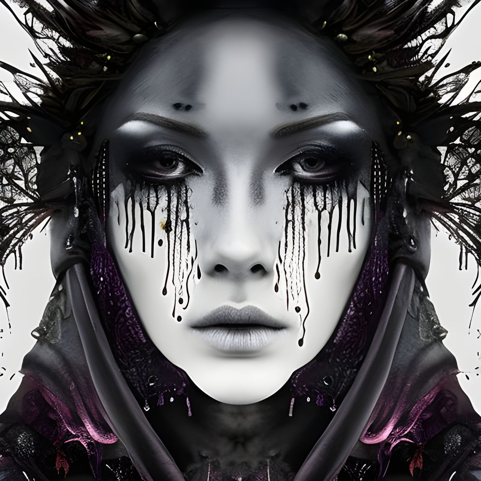 Biohazard Woman Portrait with Bioluminescent Contamination