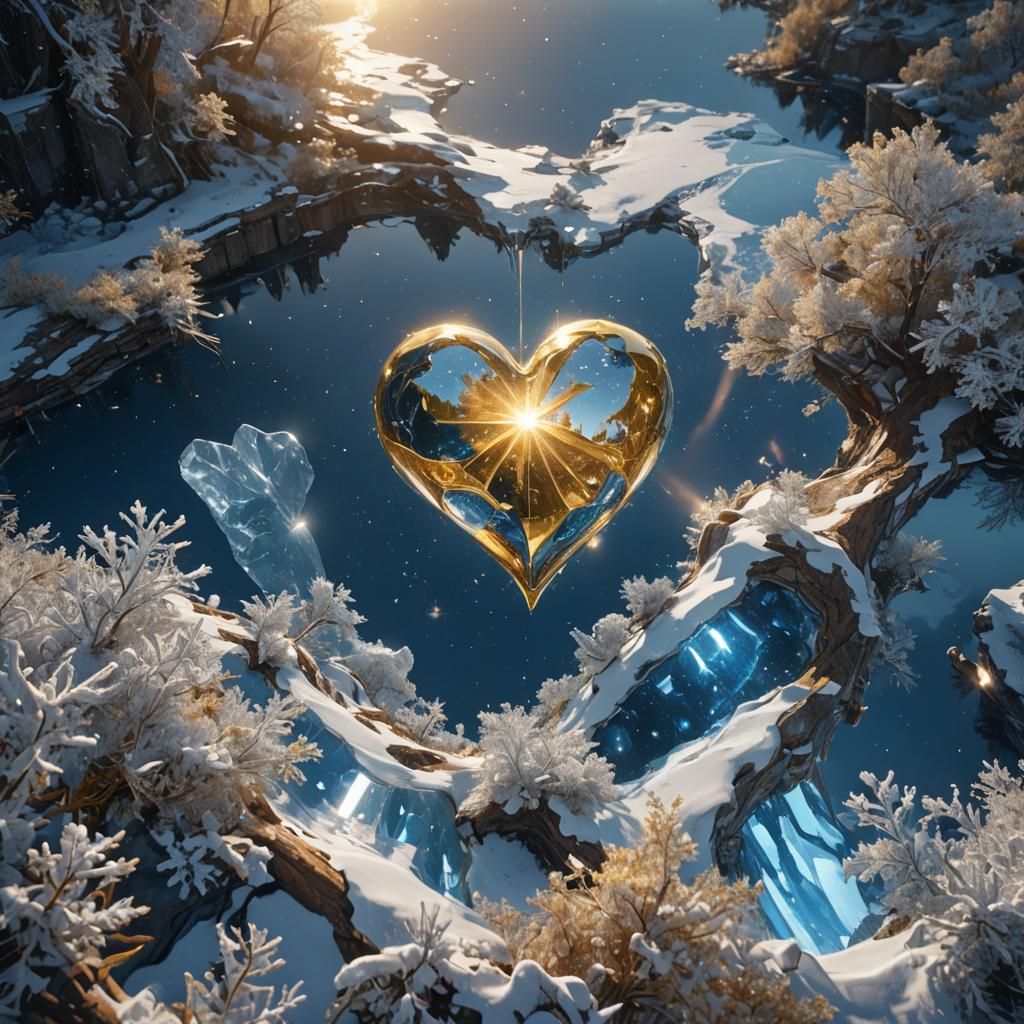 Abstract Icy Heart in Endless Space, Art Nouveau