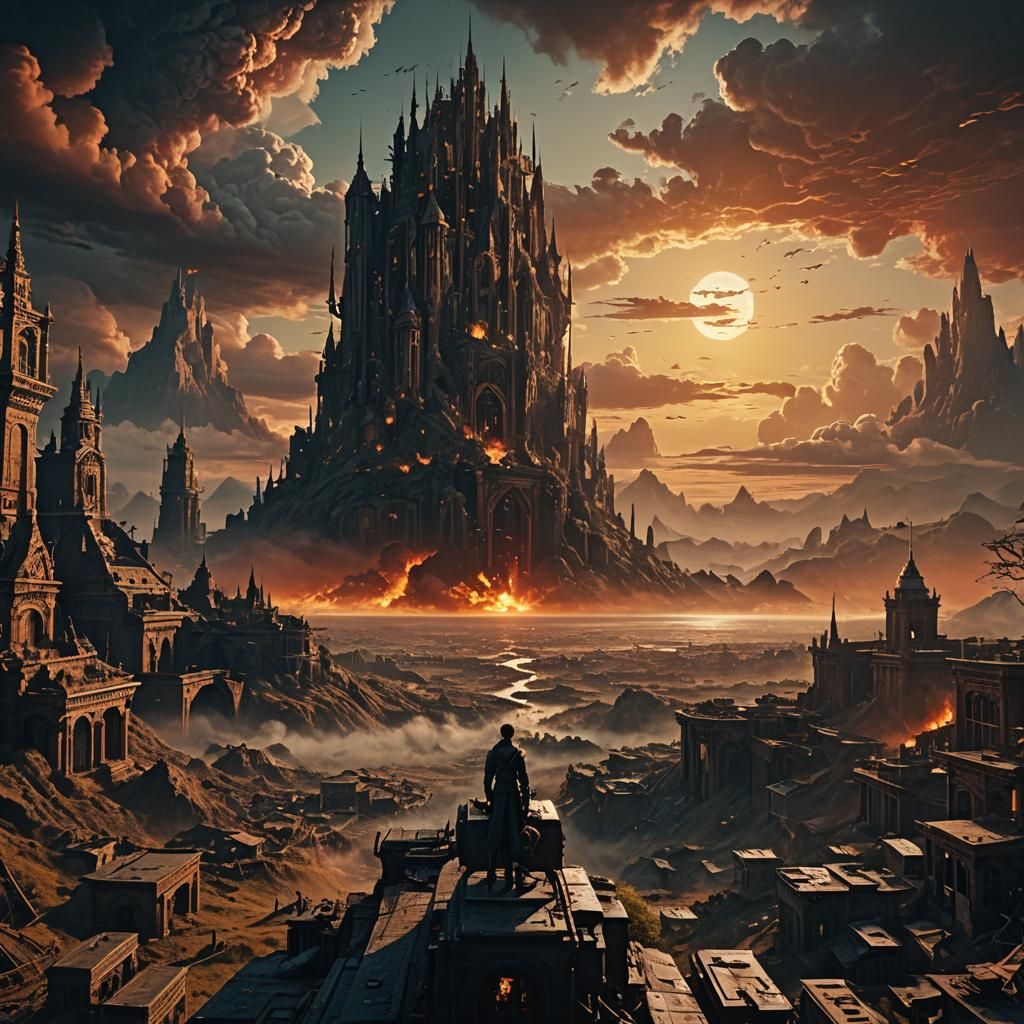 Epic Sunset Digital Matte Painting