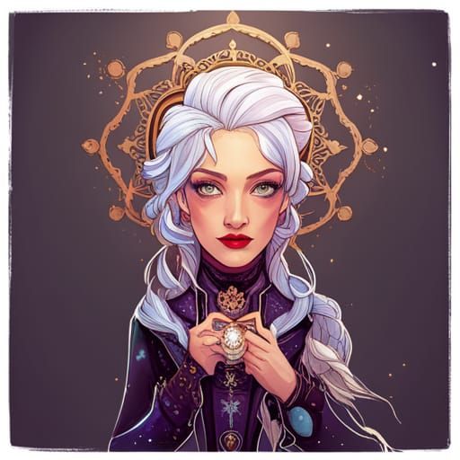 Steampunk Snowflake Queen in Digital Painting Style