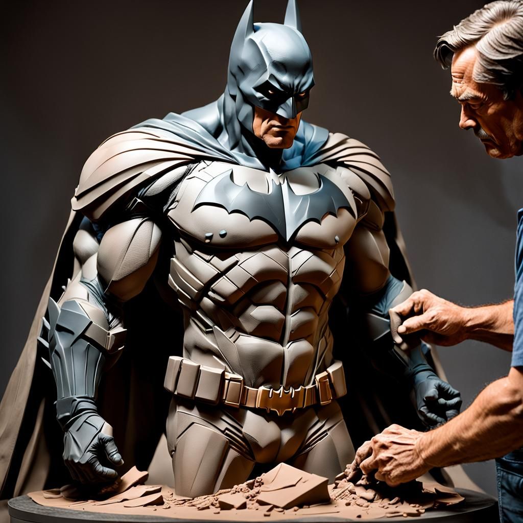 Sculptor Creates Clay Batman Torso in Comic Art