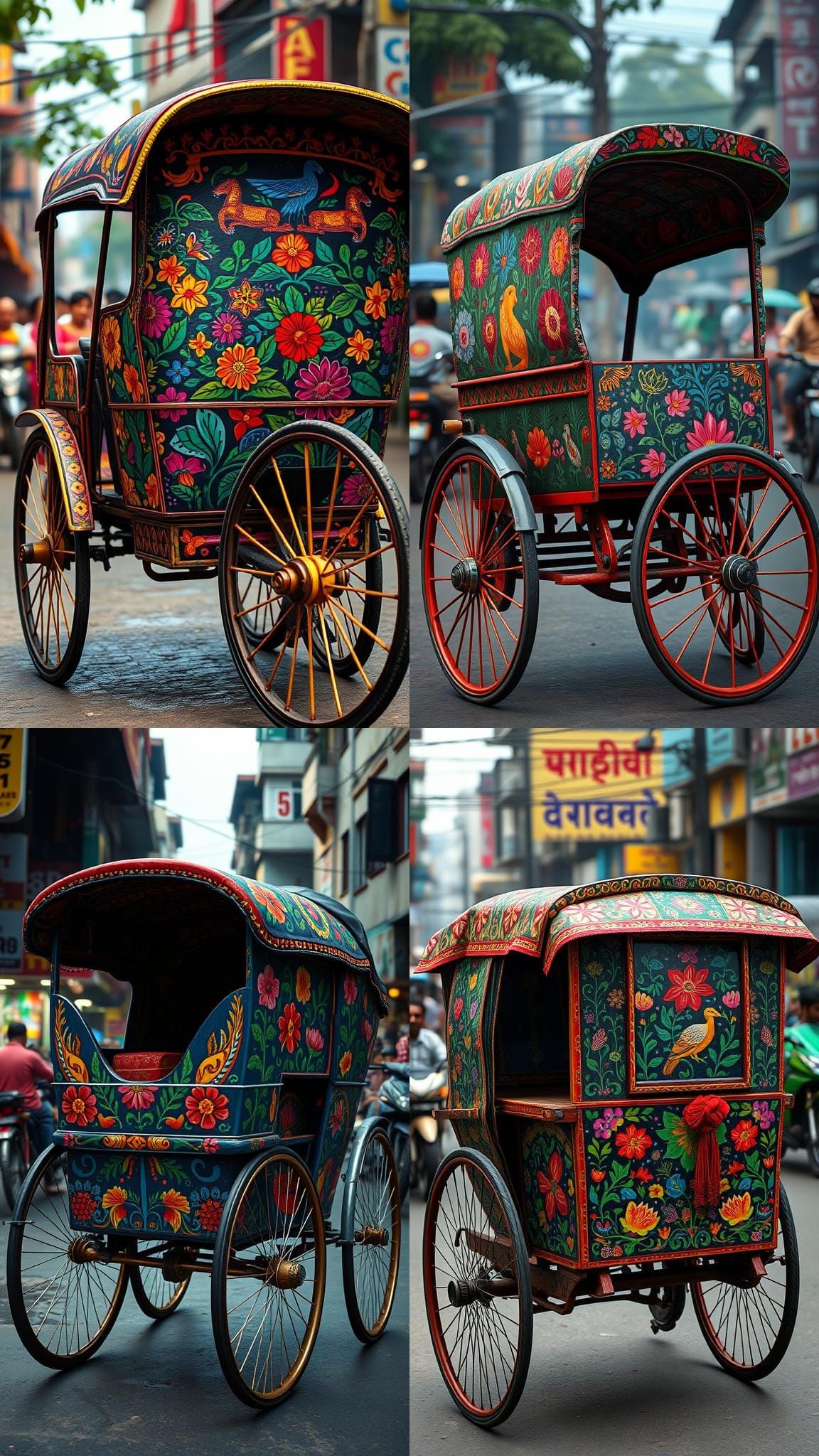 Vibrant Bangladeshi Rickshaw Art in Detailed Matte Painting