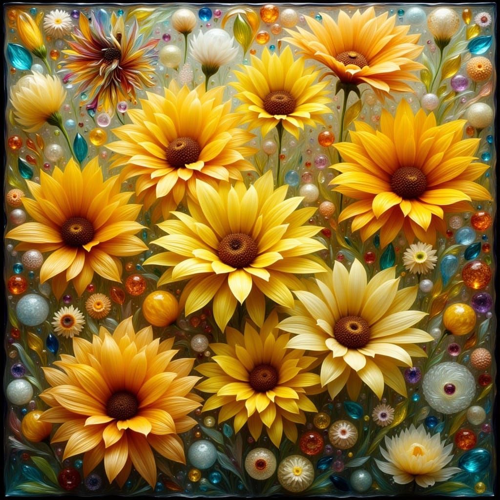 Floral Stained Glass in Art Nouveau Style