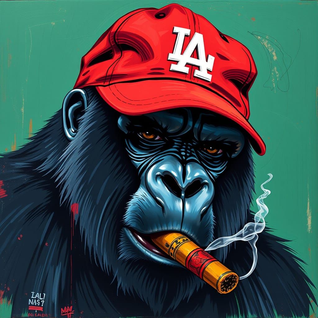 Gorilla with Cigar in Neo-Expressionist Style