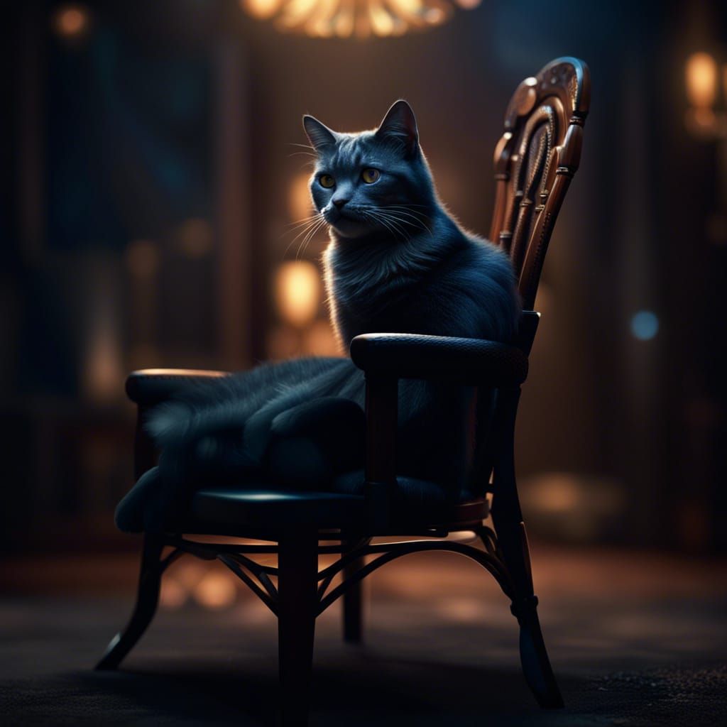 Melancholic Cat in Film Noir Photography Style