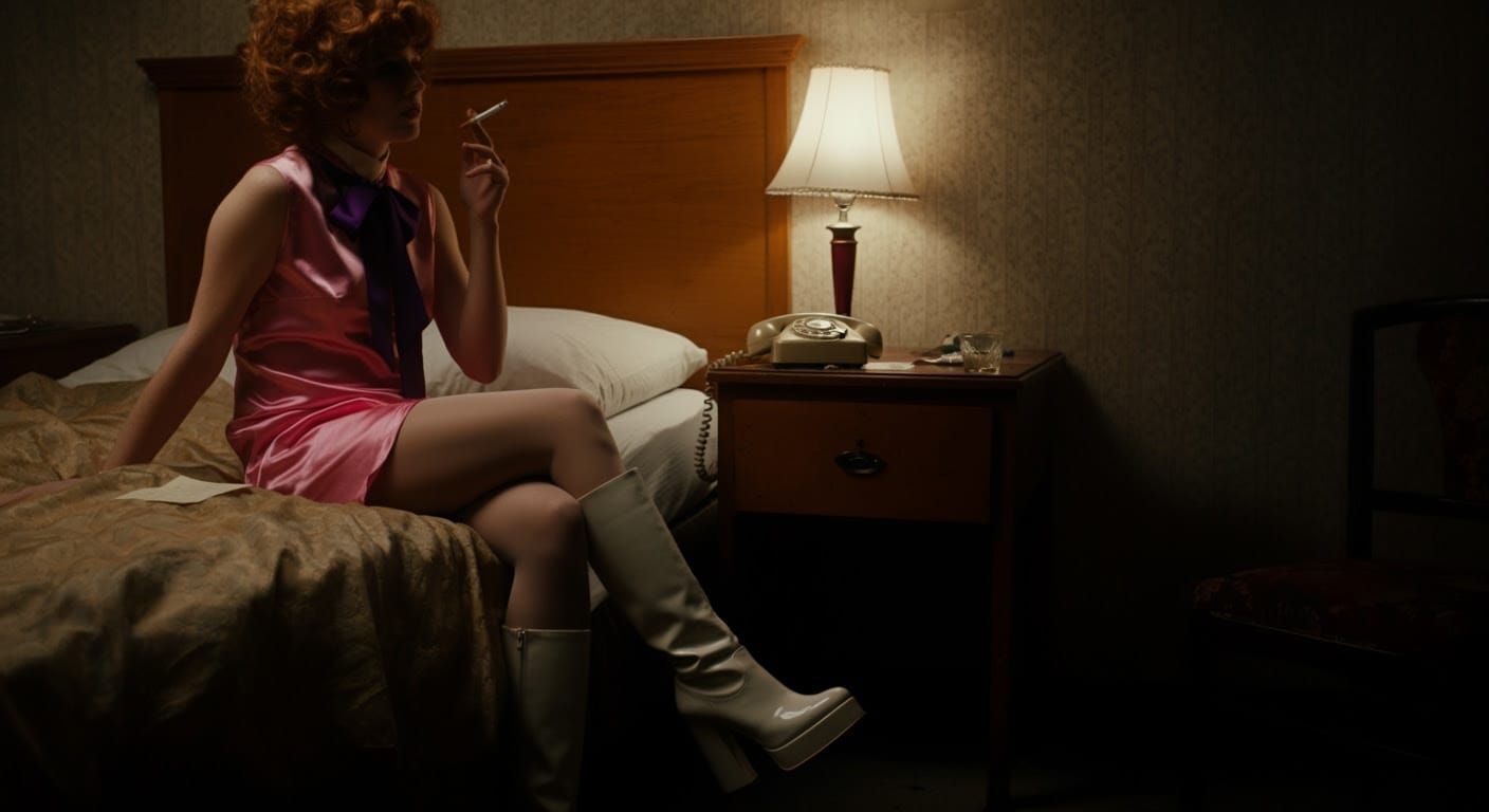 Gritty 1960s Motel Scene in Photorealistic Documentary Style