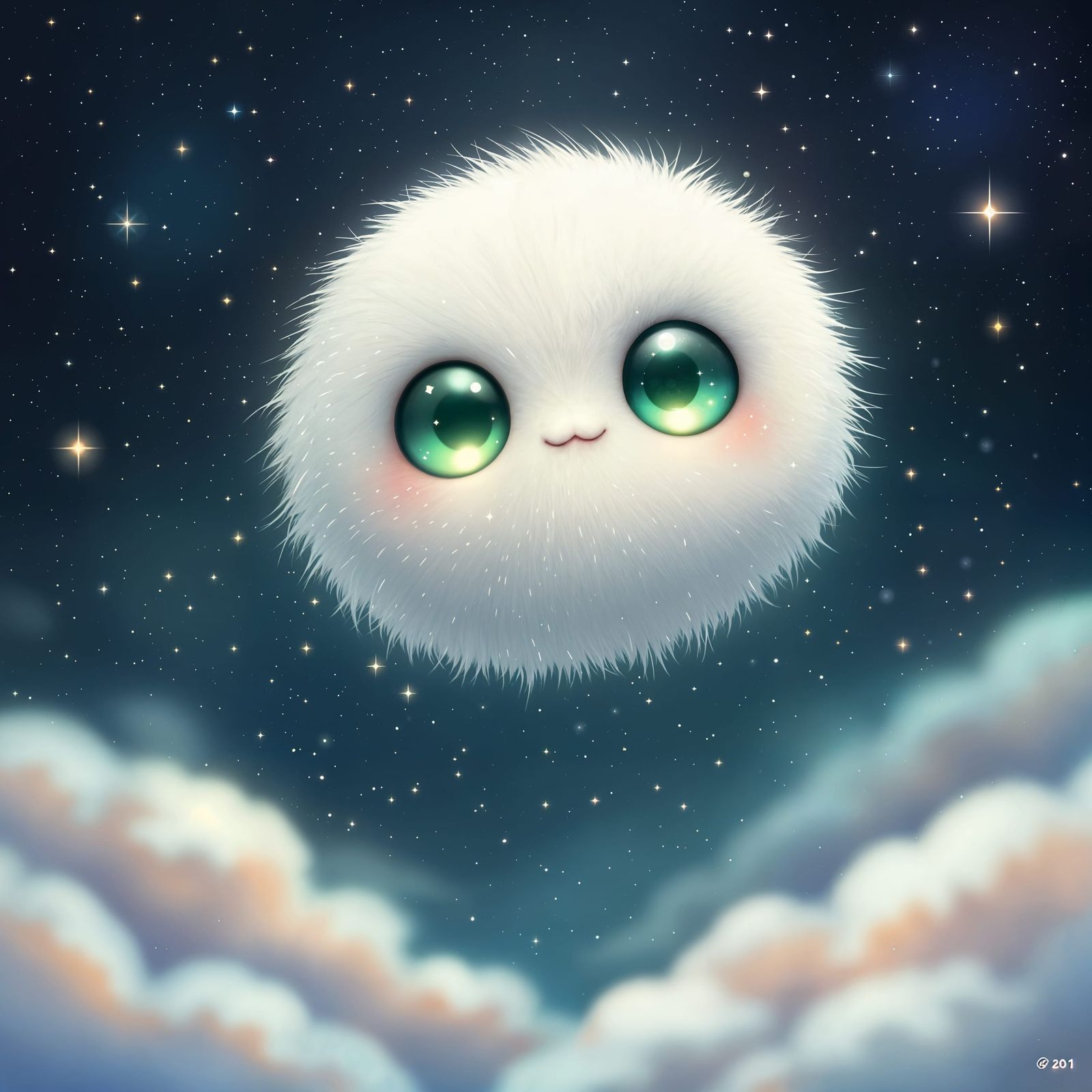 Floating Fluffball in Emerald Haven