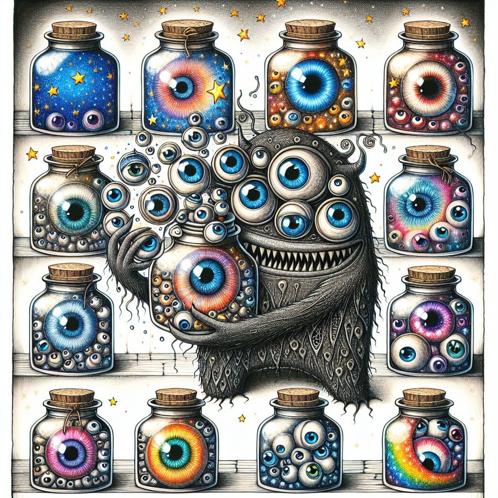 Gothic Creature Preserves Dreams in Jars
