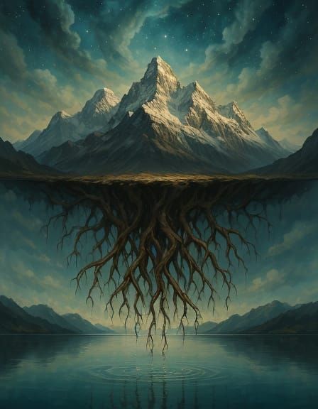 Mystic Mountains Above Crystal Lake at Golden Hour