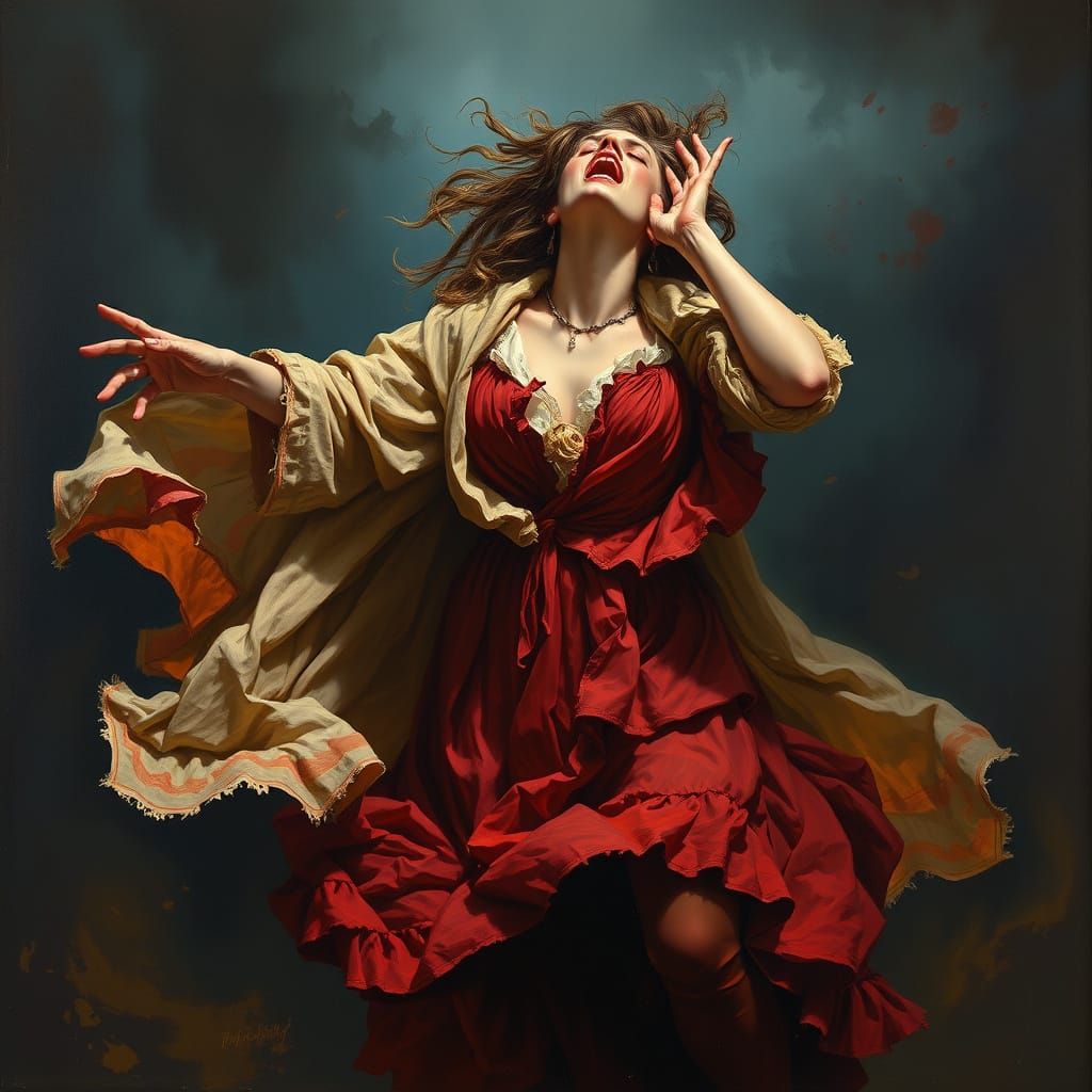 Hysterical Woman in Dramatic, Expressive Style