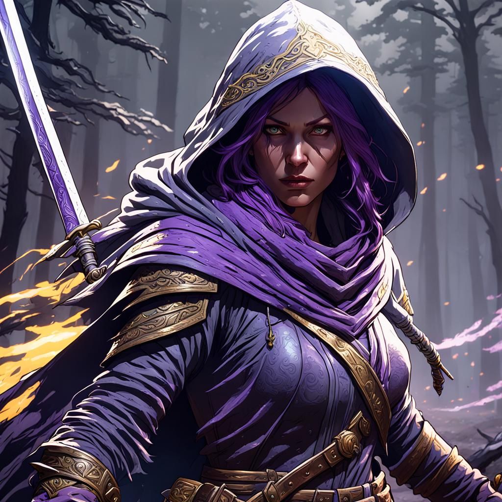 Hooded Ranger Hunting in Shadows: Dark Fantasy Art