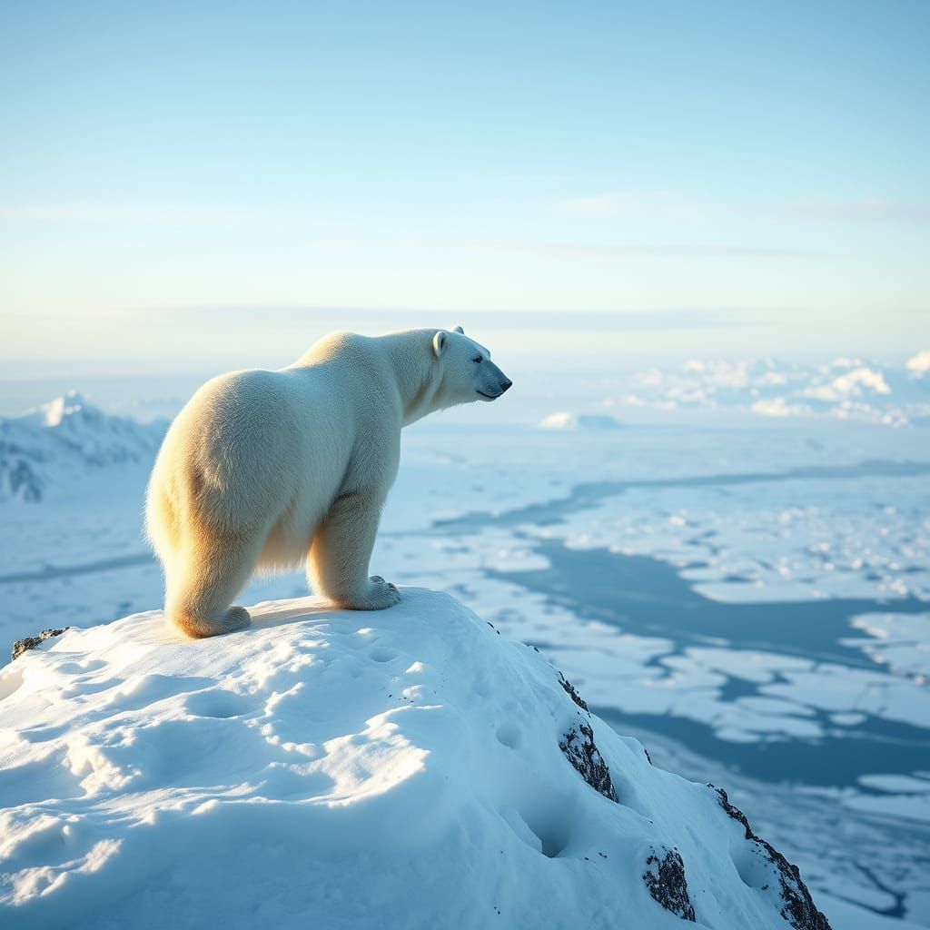 Surreal Arctic Landscape with Majestic Polar Bear