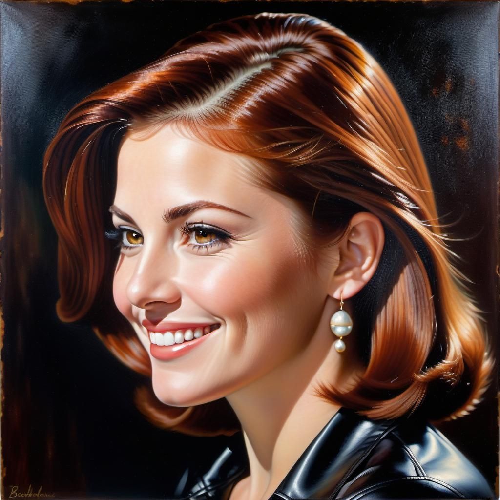 Beautiful Woman with Brown Eyes, Oil Portrait