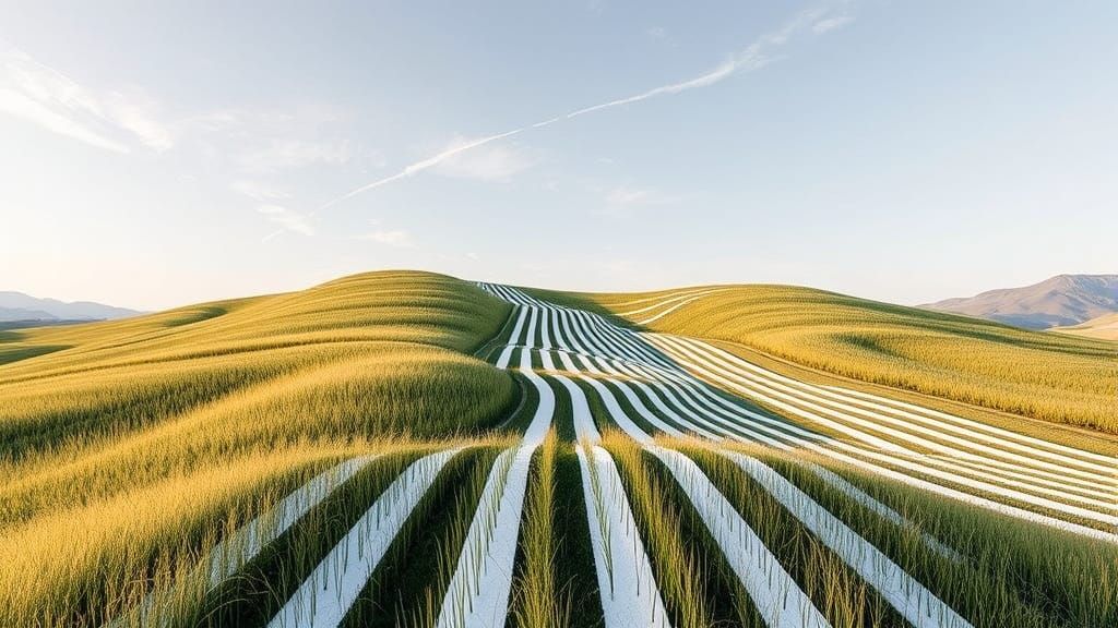 Vibrant Striped Landscape in Geometric Harmony