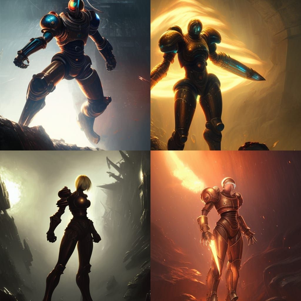 Samus Aran in Dark Souls, Detailed Fantasy Art