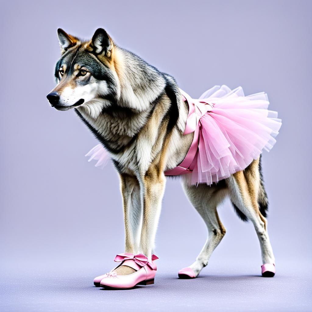 Timber Wolf Ballerina in Pink Dress