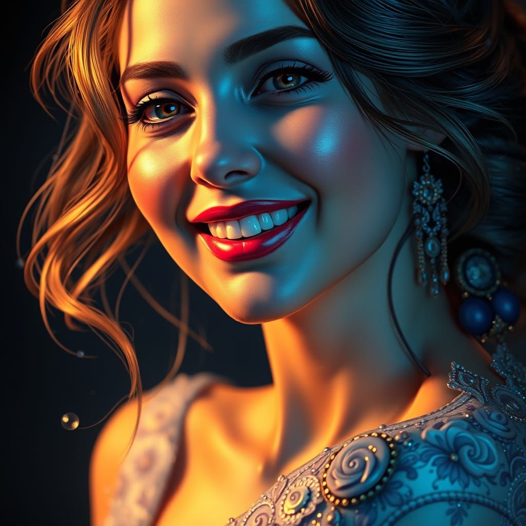 Elegant Lady Portrait in Art Nouveau Style