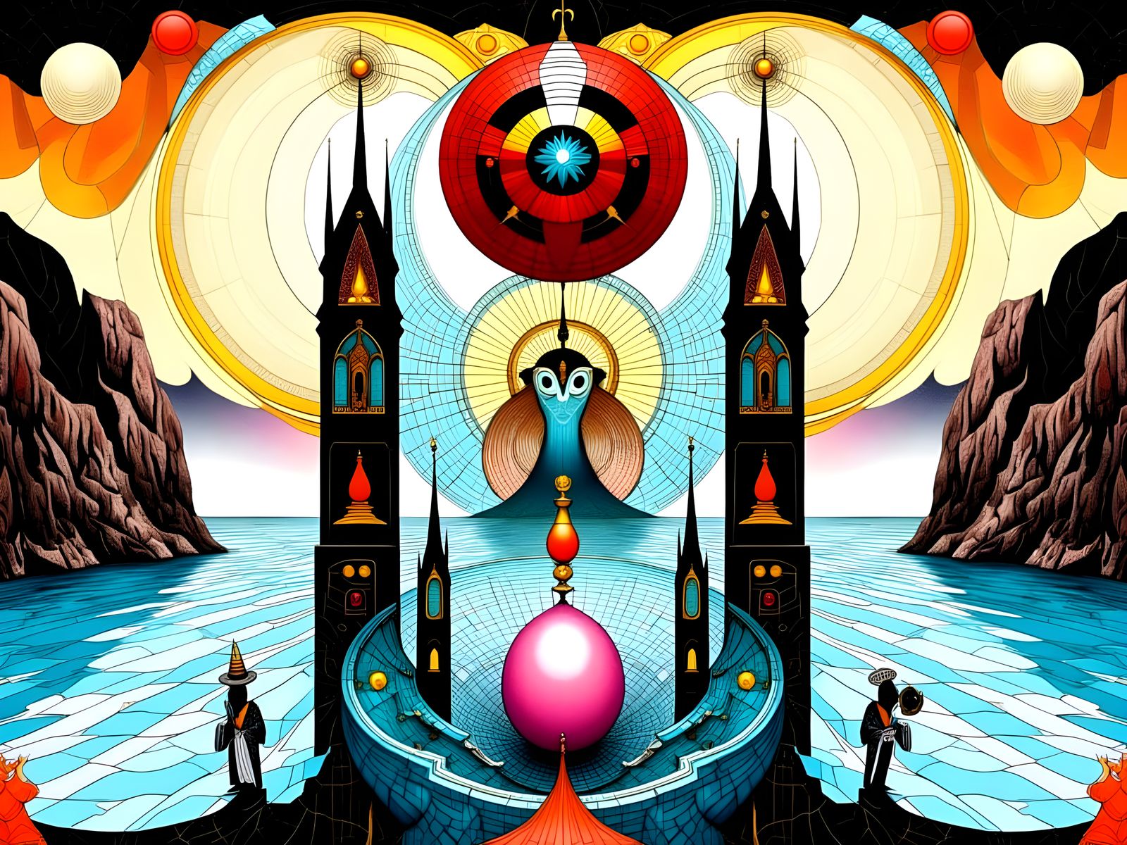 Vibrant Oriental Bauhaus Masterpiece