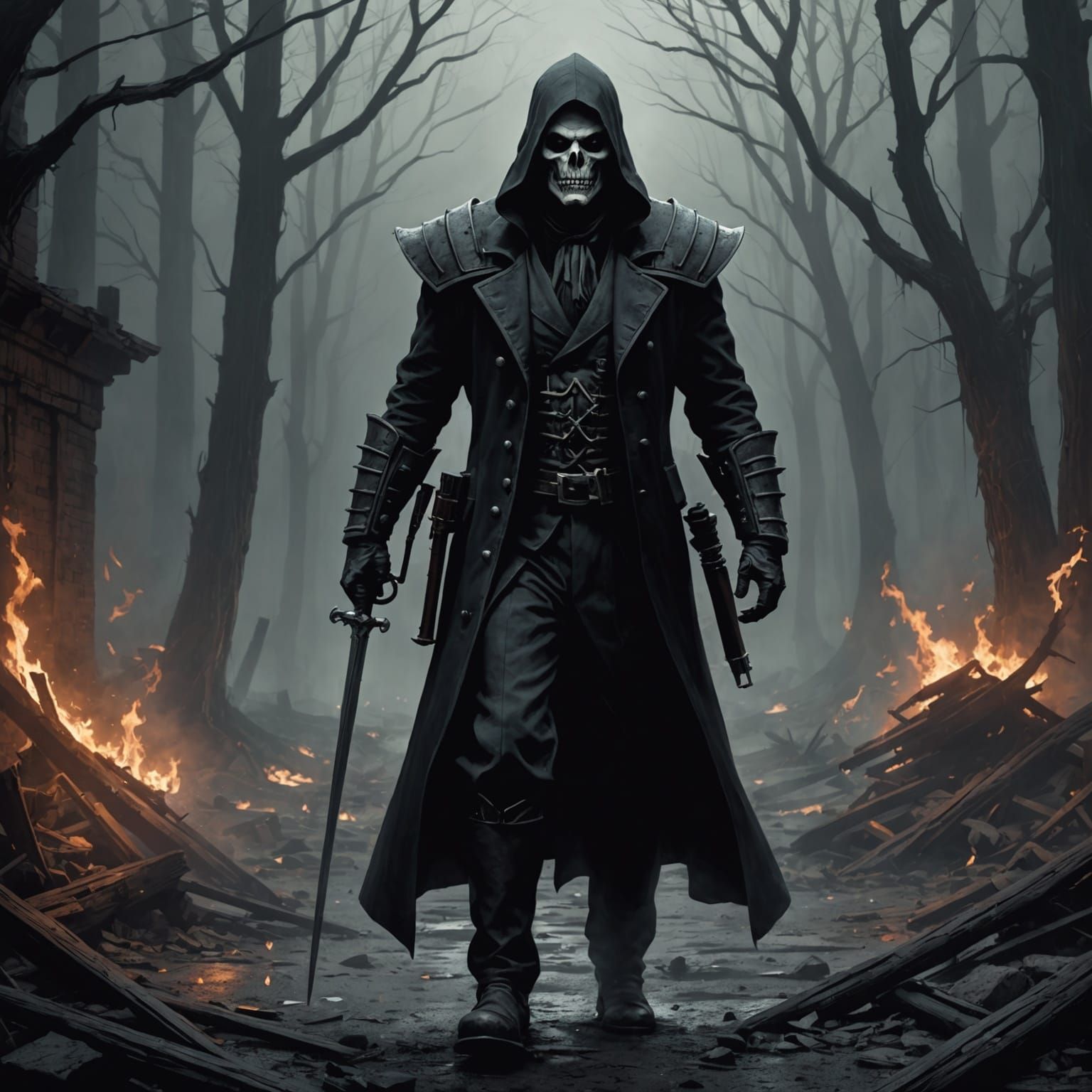 Sinister Skeleton in Dark Fantasy Style