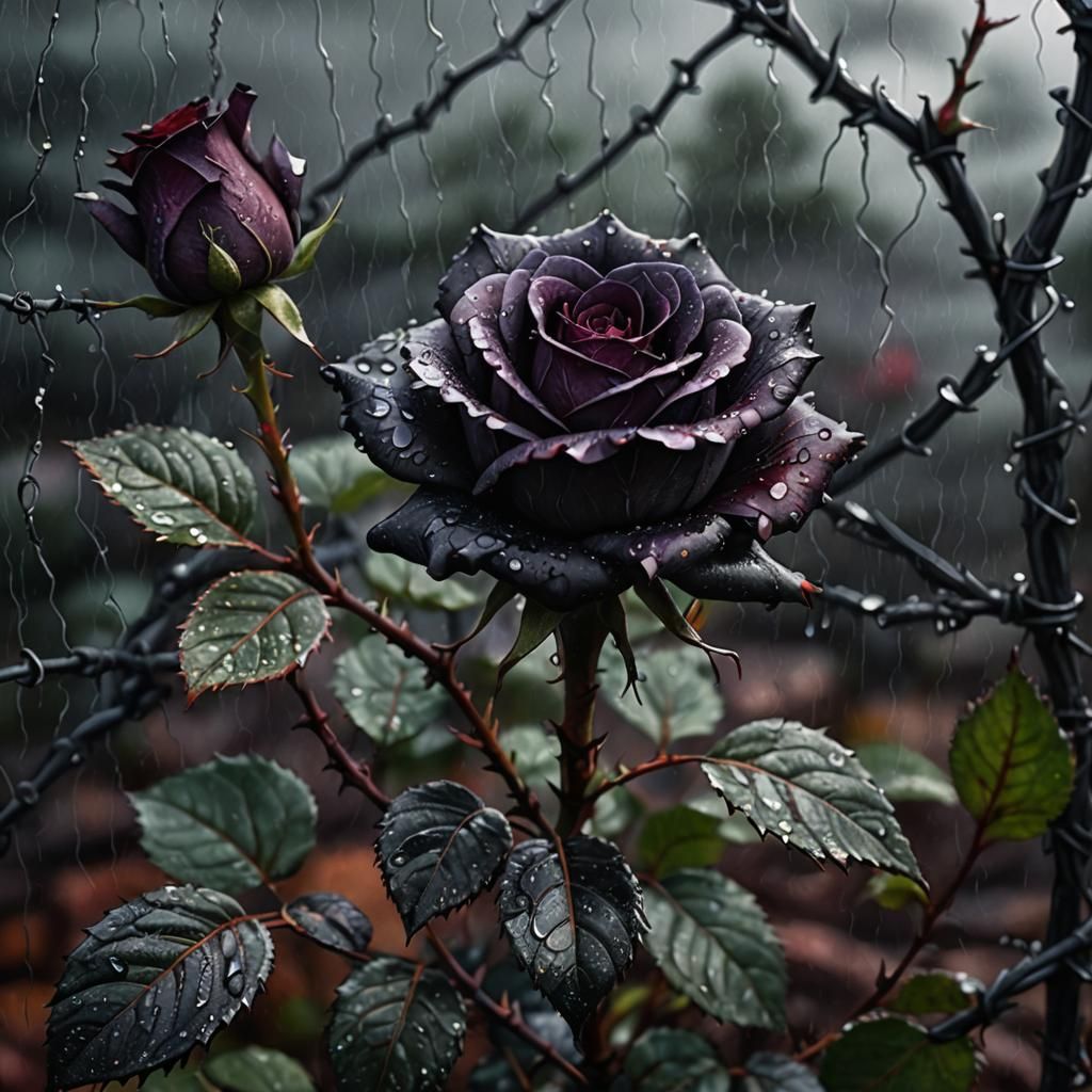 Ominous Black Rose in Dark Fantasy Illustration