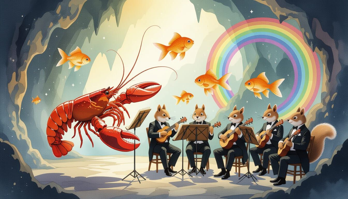 Lobster Conductor Leads Goldfish Orchestra in Whimsical Stud...