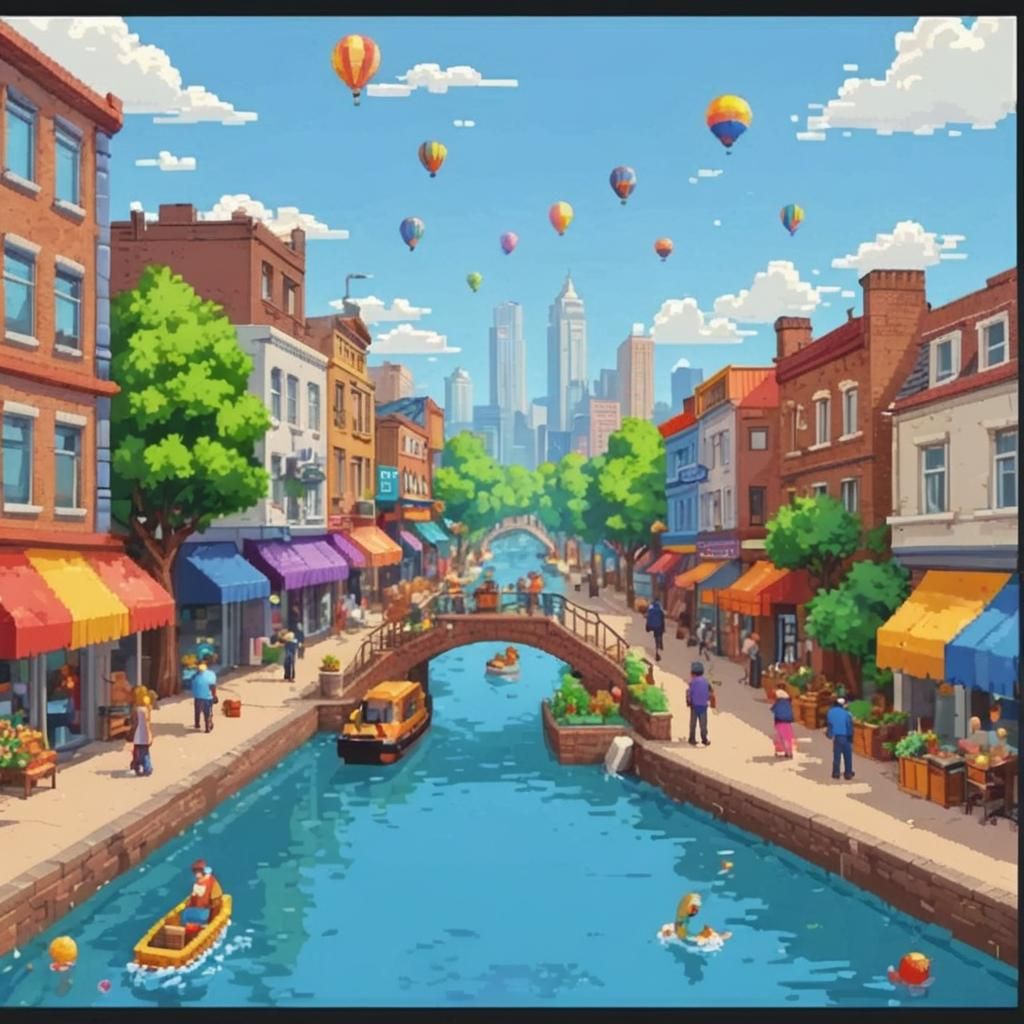 a2727 - A colorful scene of everyday life, created in a Pixe...