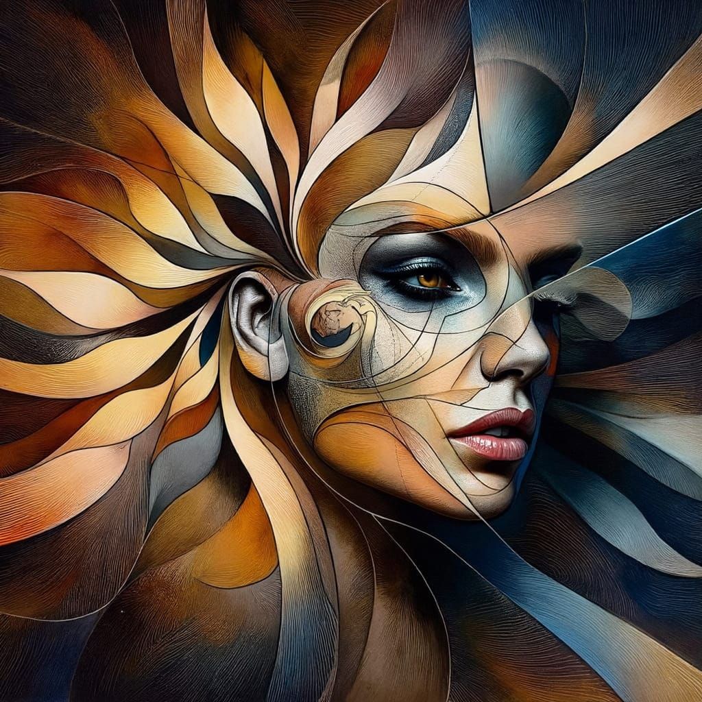 Woman in Whirlwind Dance, in Surreal Abstract Style