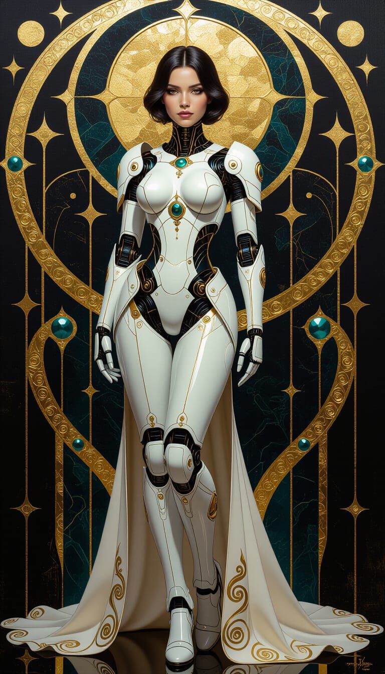 Idealized Robot Queen in Art Nouveau Style