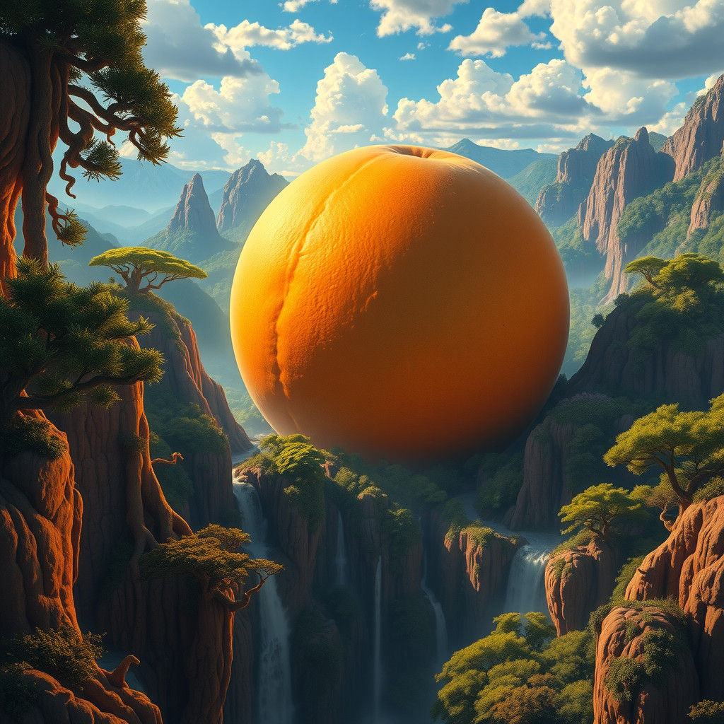 Colossal Fruit Vista in Dreamlike Digital Art