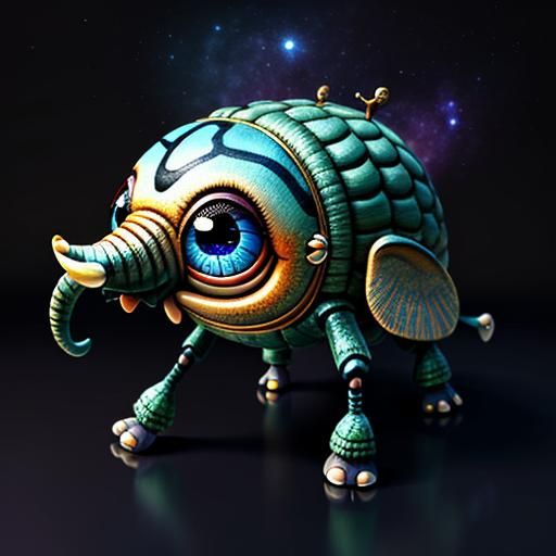 Whimsical Insect Elephant Hybrid in 3D
