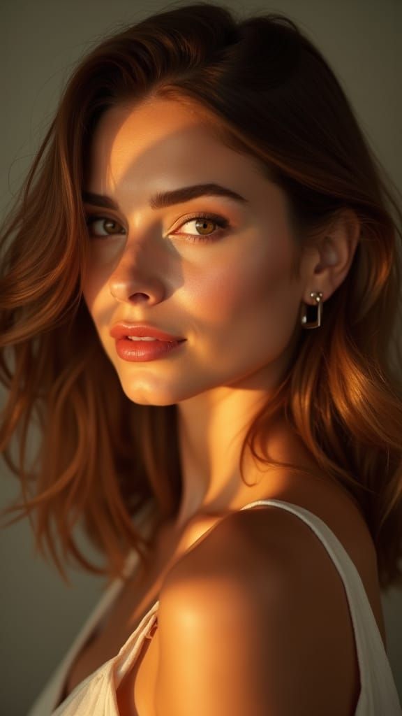 Hyperrealistic Portrait of a Beautiful Woman with Molten Sil...